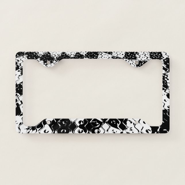 Riveting Black and White  License Plate Frame (Front)