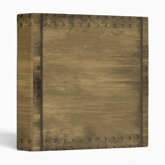 rivetted grungy gold metal plate binder