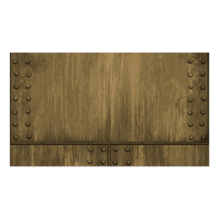 rivetted grungy gold metal plate business card