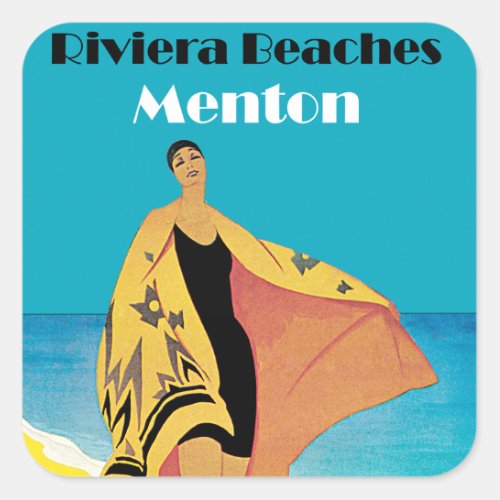 Riviera Beaches  Menton Square Sticker