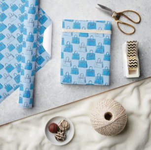 Riviera Blue Croc Texture Handbag Fashion Pattern Wrapping Paper