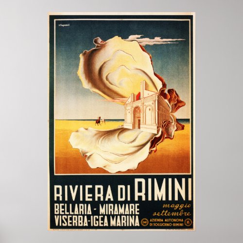 Riviera Di Rimini Vintage ITALY Travel Holidays Poster