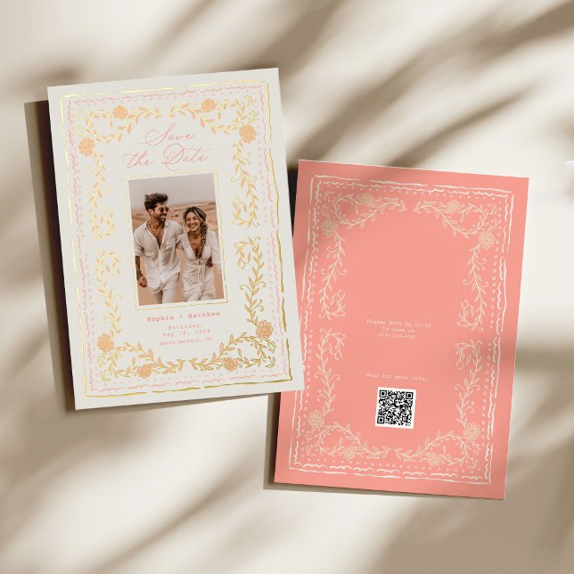 Riviera Floral Foil Save the Date Invitation (Riviera Floral Foil Save the Date Invitation)