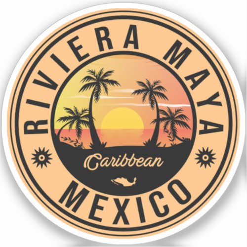 Riviera Maya Beach _ Mexico Sunrise Palm tree Sticker