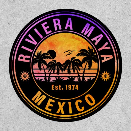 Riviera Maya Beach _ Mexico Sunrise Palm trees Patch