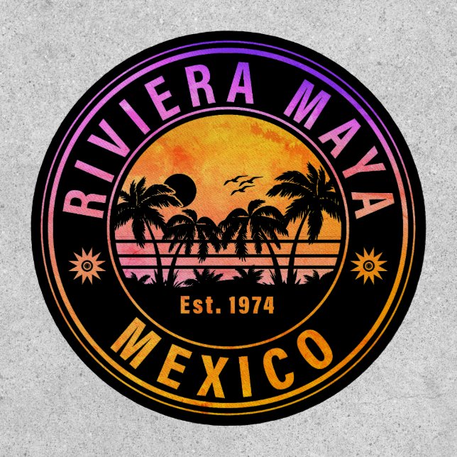 Riviera Maya Beach - Mexico Sunrise Palm trees Patch (Front)