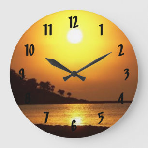 Riviera Maya Cancun Mexico Caribbean Sea at Dawn Large Clock