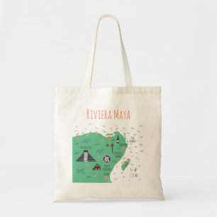 Riviera Maya Map Tote Bag