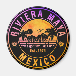 Riviera Maya Mexico Palm Tree Vintage Travel 60s Magnet