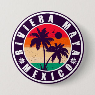 Riviera Maya Mexico Palm Trees Vintage Souvenir Button