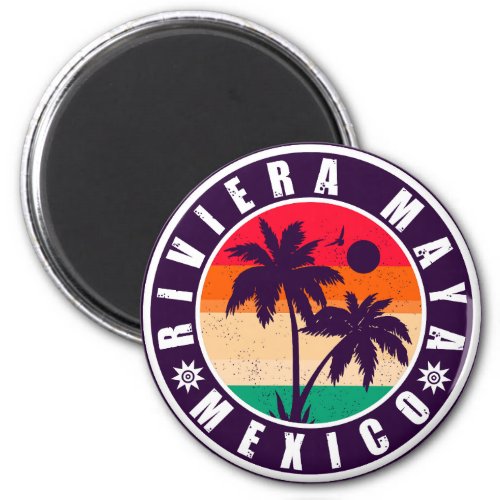 Riviera Maya Mexico Palm Trees Vintage Souvenir Magnet