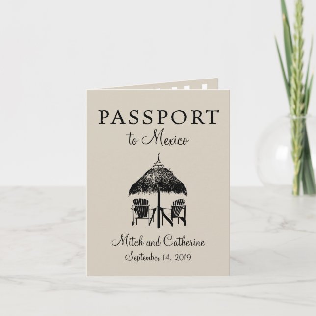 Riviera Maya Mexico Passport Wedding Invitation (Front)