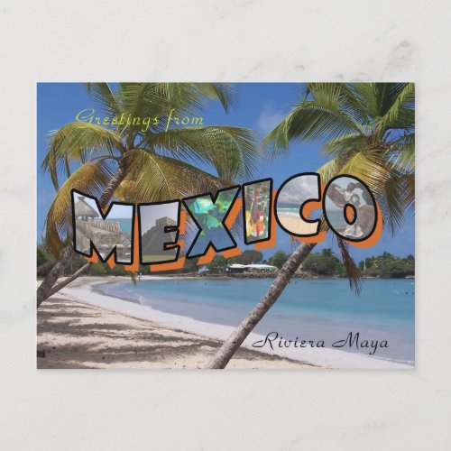 Riviera Maya Mexico Postcard Retro Style