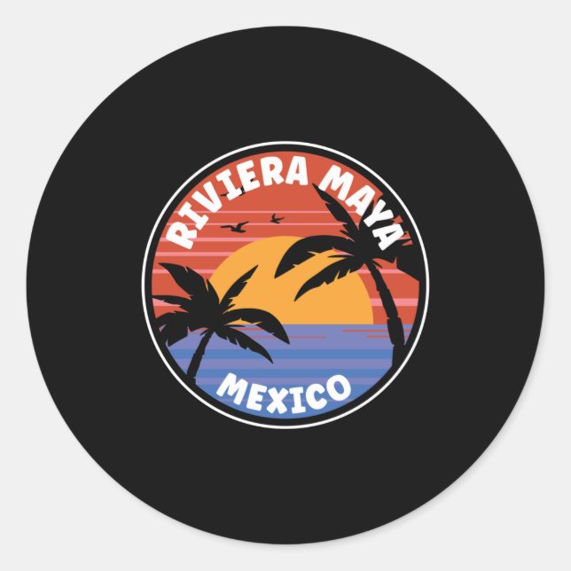 Riviera Maya Mexico Sunrise Classic Round Sticker (Front)