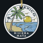 Riviera Maya Mexico Vintage Ceramic Ornament<br><div class="desc">Riviera Maya vector art design. The Riviera Maya is a stretch of Caribbean coastline on Mexico’s northeastern Yucatán Peninsula.</div>