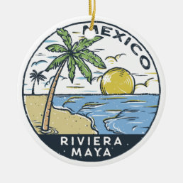 Riviera Maya Mexico Vintage Ceramic Ornament