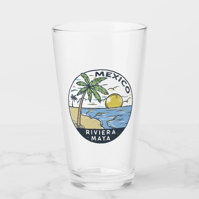 Riviera Maya Mexico Vintage Glass (Front)