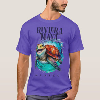 Riviera Maya Mexico Watercolor Happy Sea Turtle T-Shirt