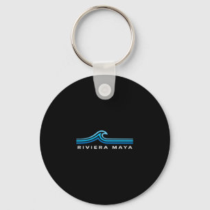 Riviera Maya Mexico Waves Vintage Mens Women Boys Keychain