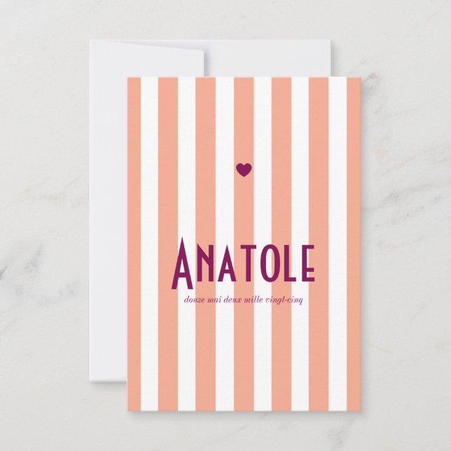 Riviera Peach and Plum Birth Announcement (Front)