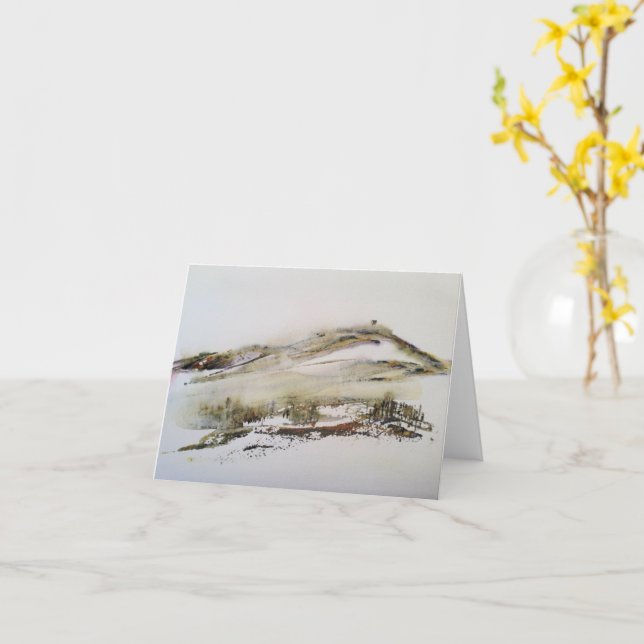 Rivington pike Horwich Watercolour  Card (Yellow Flower)