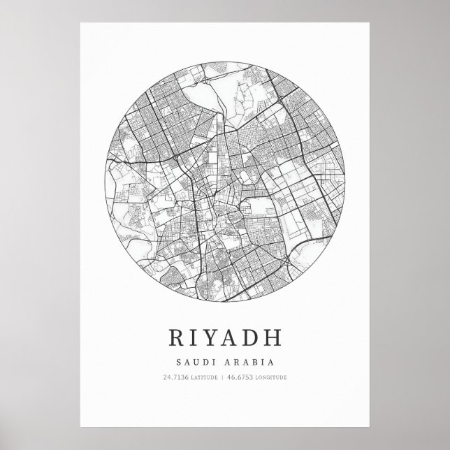 Riyadh Saudi Arabia City Map Poster (Front)