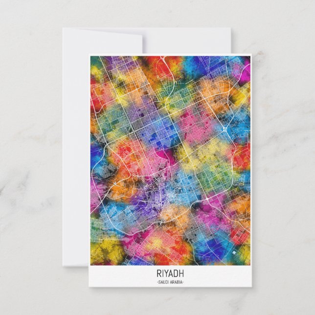 Riyadh Saudi Arabia City Map Thank You Card (Front)