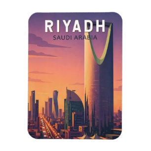 Riyadh Saudi Arabia Illustration Travel Art Retro Magnet