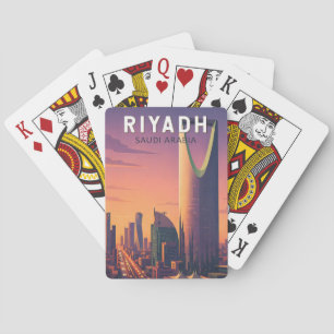 Riyadh Saudi Arabia Illustration Travel Art Retro Poker Cards