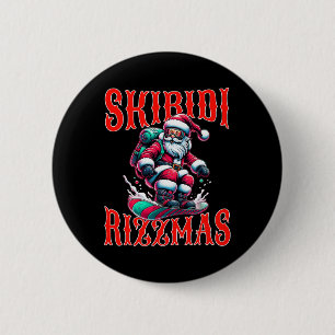 Rizz Christmas Funny Snowboard Santa Xmas Skibidi Button