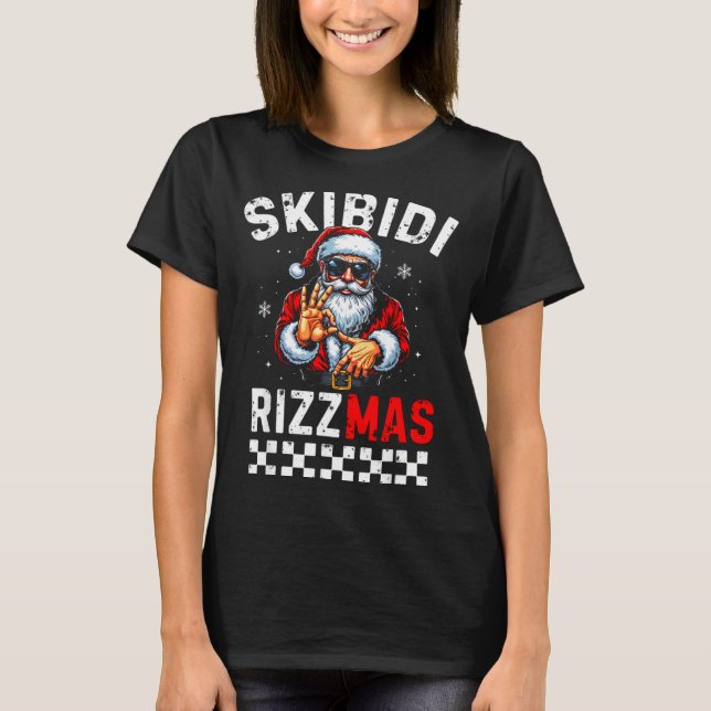 Rizz Christmas Santa 6 7 Funny Xmas Skibidi Rizzma T-Shirt (Front)
