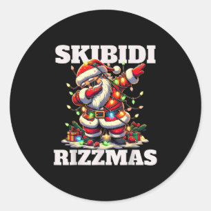 Rizz Christmas Santa Funny Xmas Gen Alpha Skibidi  Classic Round Sticker
