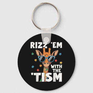 Rizz Em With The Tism Autism Giraffe Funny Autism Keychain