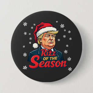 Rizz of The Season Funny Trump Christmas Santa Button