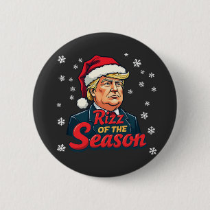 Rizz of The Season Funny Trump Christmas Santa  Button