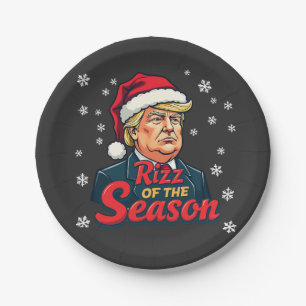 Rizz of The Season Funny Trump Christmas Santa  Paper Plates