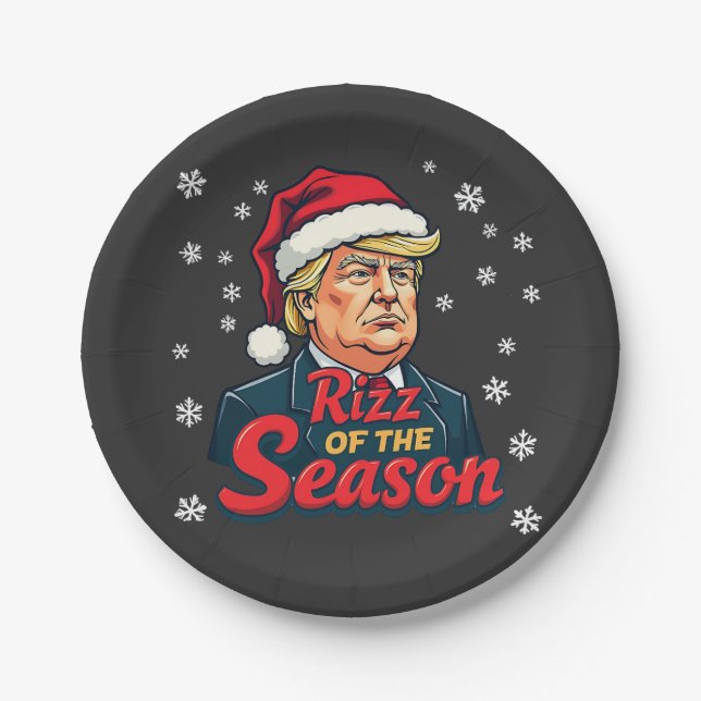 Rizz of The Season Funny Trump Christmas Santa  Paper Plates (Front)
