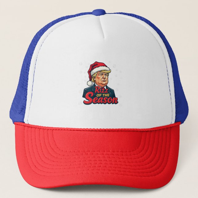 Rizz of The Season Funny Trump Christmas Santa  Trucker Hat (Front)
