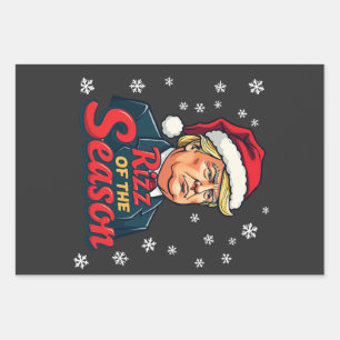 Rizz of The Season Funny Trump Christmas Santa  Wrapping Paper Sheets