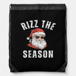 Rizz The Season Funny Santa Merry Rizzmas Rizzler Drawstring Bag