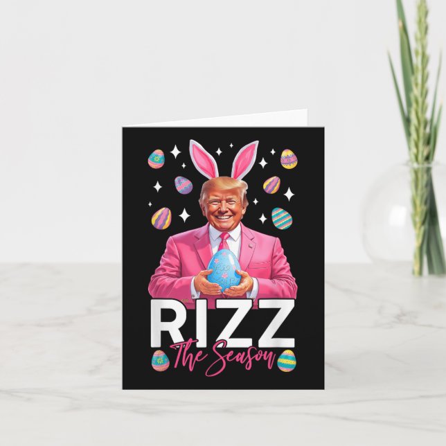 Rizz The Season Funny Trump Bunny Ears Easter Hunt Card (Front)