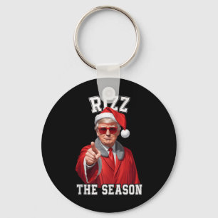 Rizz The Season Funny Trump Christmas Santa Claus  Keychain