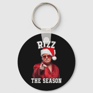 Rizz The Season Funny Trump Christmas Santa Pajama Keychain