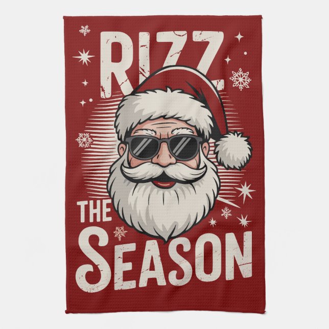 Rizz The Season Santa Claus Rizzmas Funny Xmas Kitchen Towel (Vertical)