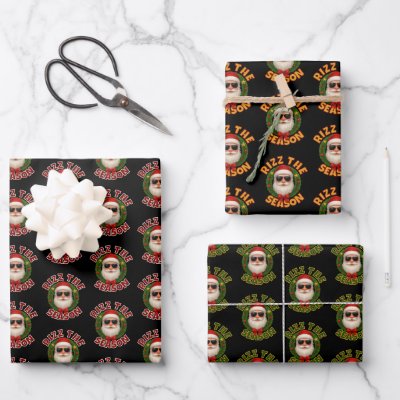Rizz The Season Trendy Christmas Santa Wrapping Paper Sheets