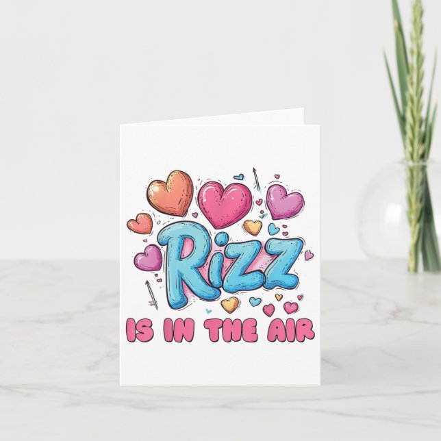 Rizz Valentines Day - Cute Hearts Meme Saying  Card (Front)