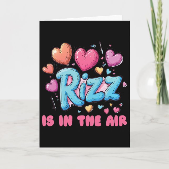 Rizz Valentines Day - Cute Hearts Meme Saying  Card (Front)