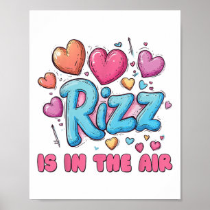 Rizz Valentines Day - Cute Hearts Meme Saying  Poster