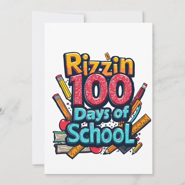 Rizzin 100 Days of School Gen Alpha Funny  Invitation (Front)