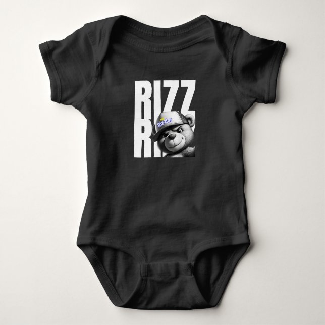 Rizzly Bear The Rizzer Rizzing Got Rizz Baby Bodysuit (Front)